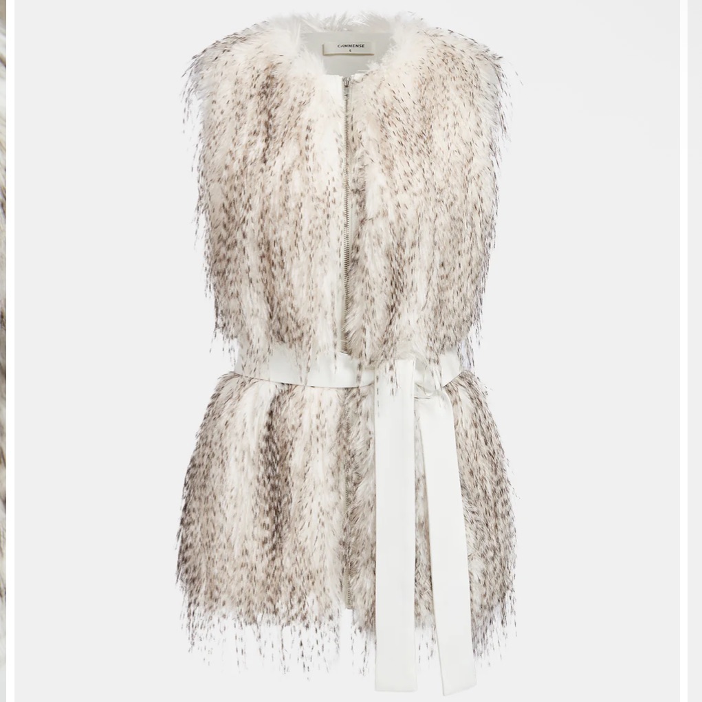 Commense Belted Faux Fur Best Nwt